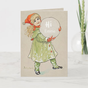 Jenny Nystrem Girl with snowball CC0090誕生日 カード