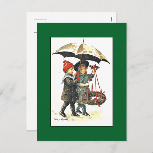 Jenny Nystromによるヴィンテージクリスマスポストカード シーズンポストカード (正面/裏面)