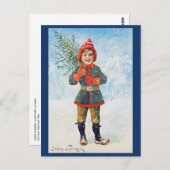 Jenny Nystrom – クリスマスツリーを持つ少年 ポストカード (正面/裏面)