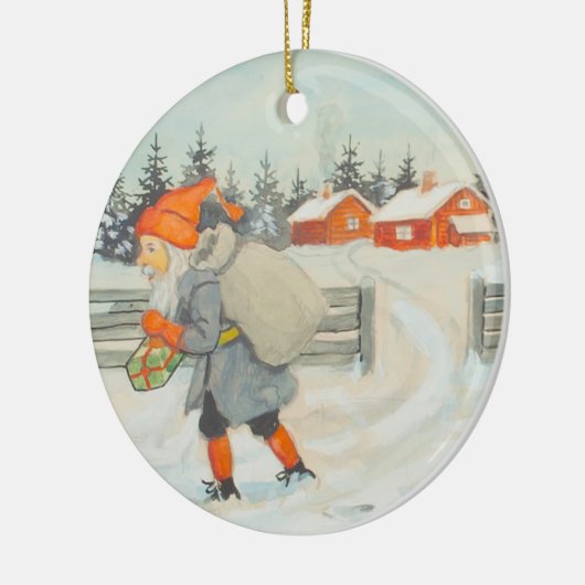 Jenny Nystrom – クリスマス古いスウェーデン語イラストレーション セラミックオーナメント (左)