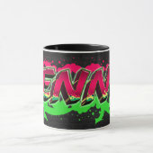 Jenny Vorname Name Graffiti red green Tasse マグカップ (中央)