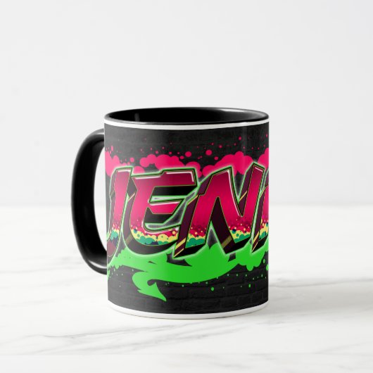 Jenny Vorname Name Graffiti red green Tasse マグカップ (正面左)