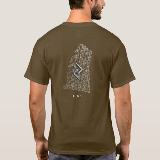 Jeraのruneの記号(ユニークな前部および背部) Tシャツ (裏面)