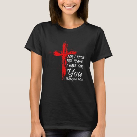 Jeremiah 2911 Christian Cross  Men Women Wife Husb Tシャツ (正面)