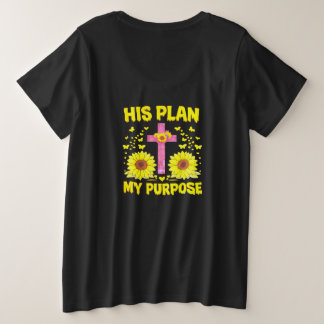Jeremiah 29:11 ひまわりと十字架のキリスト教 信仰Tシャツ プラスサイズTシャツ