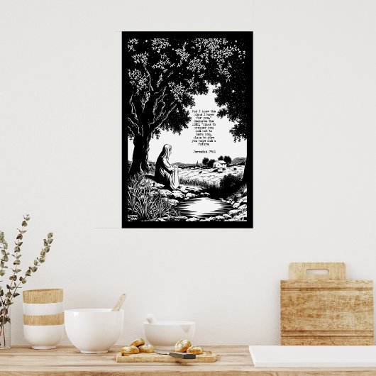 Jeremiah 29 11 Art Print Peaceful Scripture ポスター (キッチン)