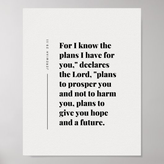 Jeremiah 29:11 For I know the plans Poster ポスター (正面)