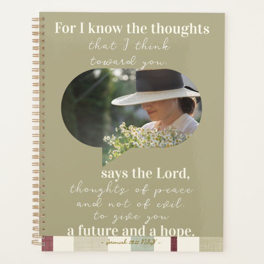 Jeremiah 29:11 Sage Green Plaid Personal Planner  プランナー手帳 (正面)