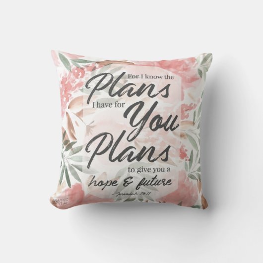 Jeremiah 29:11 Scripture: GraphicLoveShop クッション (正面)