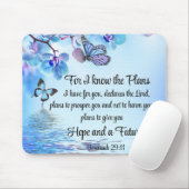 Jeremiah 29:11 Tropical Orchids Butterfly Bible マウスパッド (マウス)