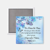 Jeremiah 29:11 Tropical Orchids Butterfly Bible マグネット (正面/裏面)