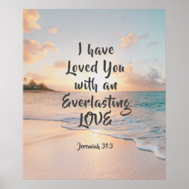 Jeremiah 31:3 I have Loved you Bible Ocean Sunset ポスター