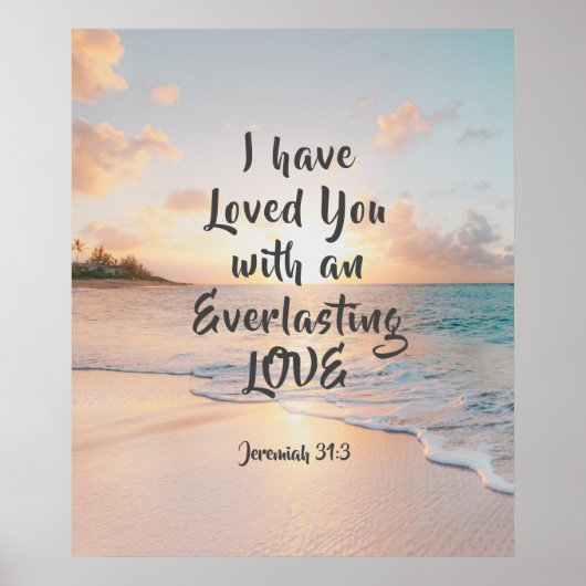 Jeremiah 31:3 I have Loved you Bible Ocean Sunset ポスター (正面)