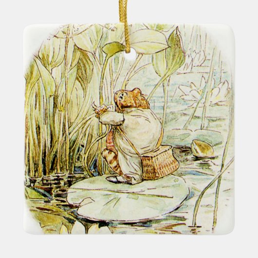 Jeremy Fisher on a Lily pad by Beatrix Potter セラミックオーナメント (正面)
