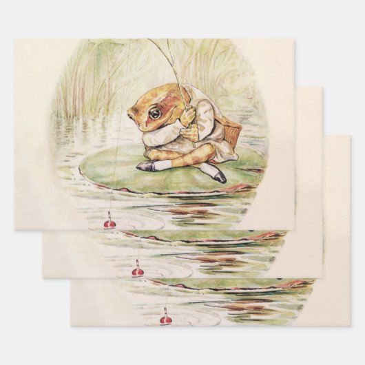 “Jeremy Fisher on a Lilypad” by Beatrix Potter ラッピングペーパーシート (セット)