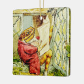 “Jeremy Fisher Reads the News” by Beatrix Potter セラミックオーナメント (左)