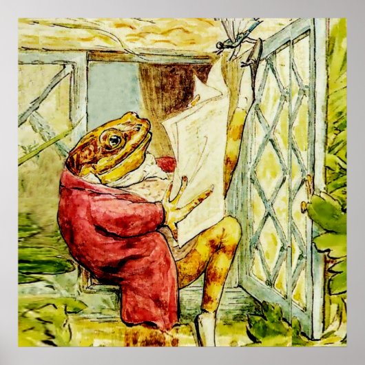 “Jeremy Fisher Reads the News” by Beatrix Potter ポスター (正面)