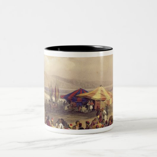 Jerichoの容積IIの巡礼者の野営 ツートーンマグカップ (中央)