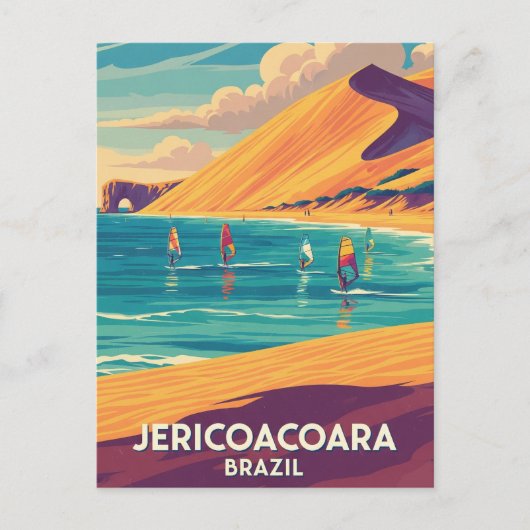 Jericoacoaraブラジルトラベルのウィンドサーファー ポストカード (正面)
