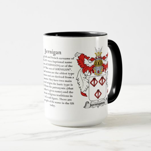 Jernigan家族の紋章付き外衣 マグカップ (正面右)