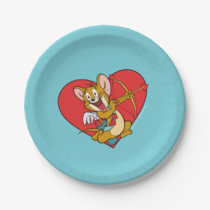 Jerry Mouse Dressed as Valentine Cupid ペーパープレート