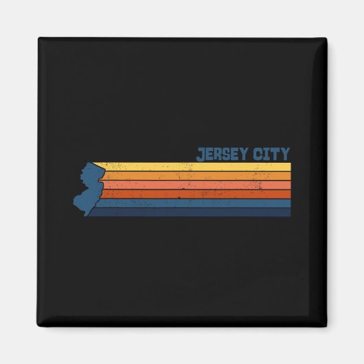 Jersey City New Jersey City Retro  マグネット (正面)