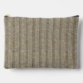 Jersey Stripe Knit Pattern in Soft Beige アクセサリーポーチ (正面)