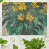 Jerusalem Artichoke Flowers by Claude Monet キッチンタオル (折り畳み)