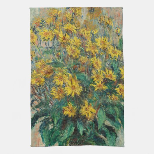 Jerusalem Artichoke Flowers by Claude Monet キッチンタオル (縦)