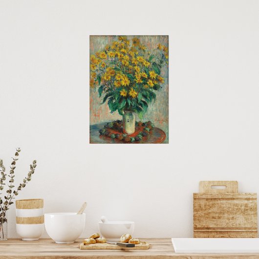 Jerusalem Artichoke Flowers by Claude Monet ポスター (キッチン)