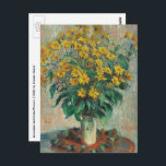 Jerusalem Artichoke Flowers by Claude Monet ポストカード<br><div class="desc">Jerusalem Artichoke Flowers (1880) by Claude Monetは、ヴィンテージの印象派のアート素晴らしフローラスチルライフの一つ絵画で、黄色いエルサレムのアーティチョークの花が花瓶に咲いている。アーティストについて：クロード・モネ(1840-1926)は印象派の運動の創始者であフランスのり絵画、その絵画の大部分は「空中に浮かぶ」（野外に浮かぶ）スタイル印象派の風景である。</div>