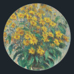 Jerusalem Artichoke Flowers by Claude Monet ラウンドシール<br><div class="desc">Jerusalem Artichoke Flowers (1880) by Claude Monetは、ヴィンテージの印象派のアート素晴らしフローラスチルライフの一つ絵画で、黄色いエルサレムのアーティチョークの花が花瓶に咲いている。アーティストについて：クロード・モネ(1840-1926)は印象派の運動の創始者であフランスのり絵画、その絵画の大部分は「空中に浮かぶ」（野外に浮かぶ）スタイル印象派の風景である。</div>