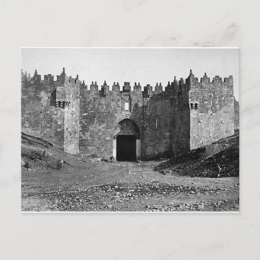 Jerusalem Damascus Gateヴィンテージ1870写真 ポストカード (正面)