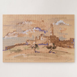 Jerusalem David Old City Painting Landscape Art ジグソーパズル
