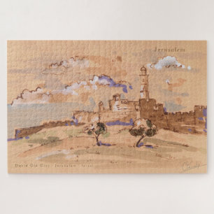 Jerusalem David Old City Painting Landscape Art ジグソーパズル