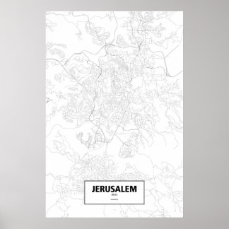 Jerusalem, Israel (black on white) ポスター