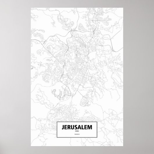 Jerusalem, Israel (black on white) ポスター (正面)