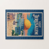 Jerusalem Israel Illustration Travel Art Vintage ジグソーパズル (横)