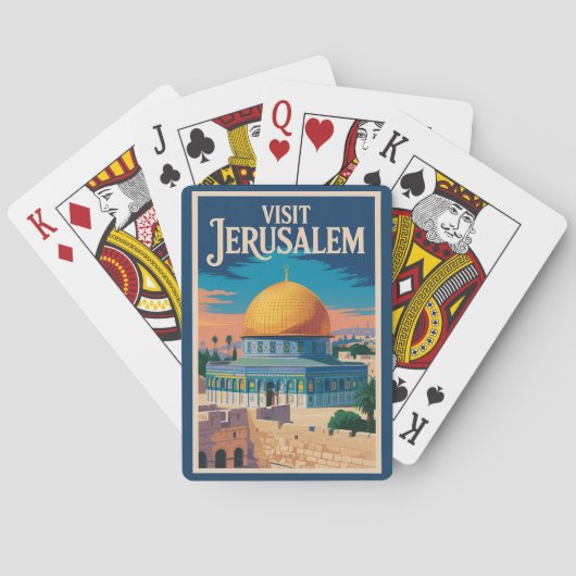 Jerusalem Israel Illustration Travel Art Vintage トランプ (裏面)