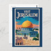 Jerusalem Israel Illustration Travel Art Vintage ポストカード (正面/裏面)