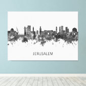 Jerusalem Israel Skyline BW キャンバスプリント (インサイチュ (ウッドフロア))