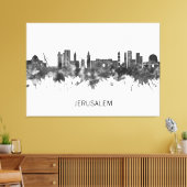 Jerusalem Israel Skyline BW キャンバスプリント (インサイチュ (リビング))