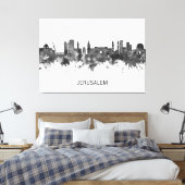 Jerusalem Israel Skyline BW キャンバスプリント (インサイチュ (寝室))