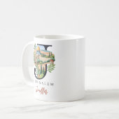 Jerusalem Monogram Letter J Personalized Gift コーヒーマグカップ (正面左)