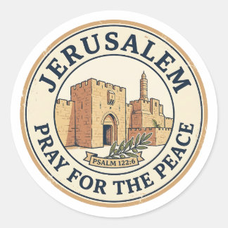 Jerusalem Pray for the Peace Psalm 122:6 Stamp ラウンドシール