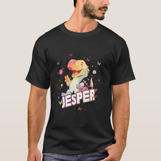 JESPER – かわいい恐竜の可愛い少年の名前 Tシャツ (正面)