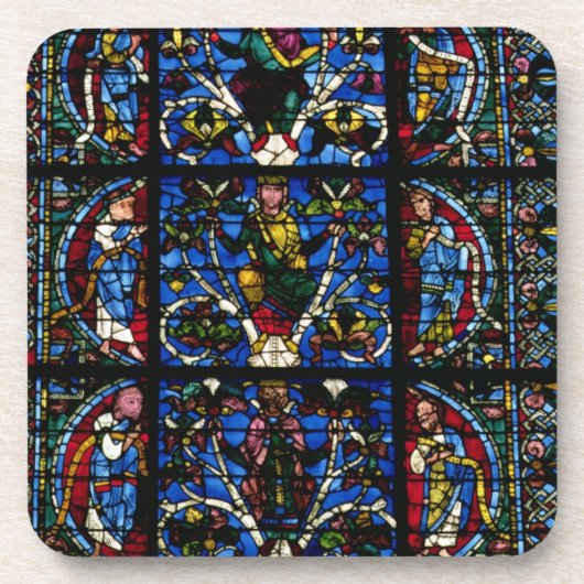 Jesseの西のfacadの尖頭アーチ窓の木 コースター (正面)