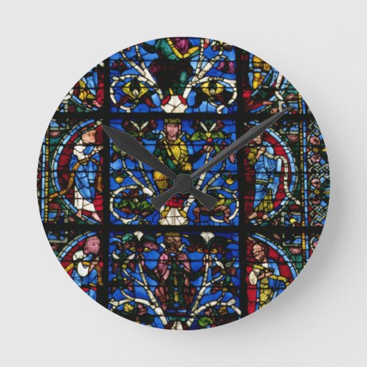 Jesseの西のfacadの尖頭アーチ窓の木 ラウンド壁時計 (正面)