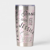 Jessica Custom Name Black Pink 保温保冷タンブラー (背面)