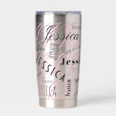 Jessica Custom Name Black Pink 保温保冷タンブラー (正面)